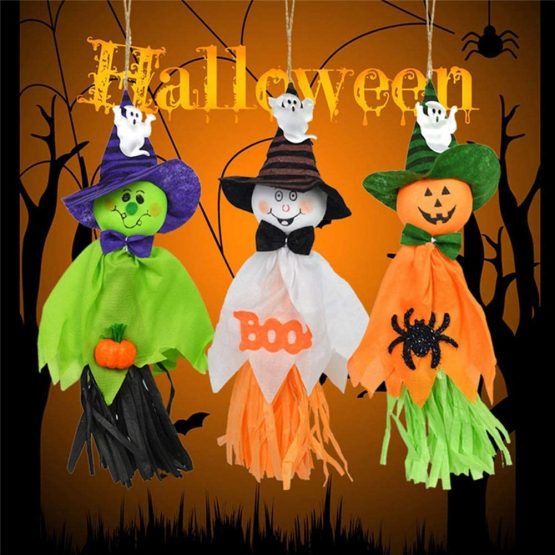 AOFOX 6 Pieces Halloween Hanging Ghost, Pumpkin Ghost Straw Windsock Pendant for Halloween Patio Lawn Garden Party Decorations - Image 3