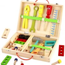 Wooden Toys Kids Tool Set-Wooden Kids Tool Box Kit Construction Toys Role Play for Kids,Children Woodworking Tools and Accessories Pretend Play Tool Kits, Kids Toys for 3 4 5 6 Year Olds Boys Girls