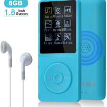 COVVY Slim Music Player 8 GB Portable Lossless Sound 70 Hours Screen MP3 Player Support up to 64 GB (Blue)