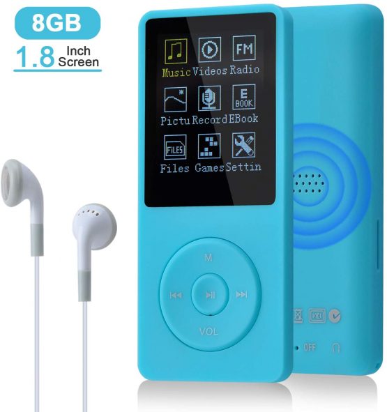 COVVY Slim Music Player 8 GB Portable Lossless Sound 70 Hours Screen MP3 Player Support up to 64 GB (Blue)