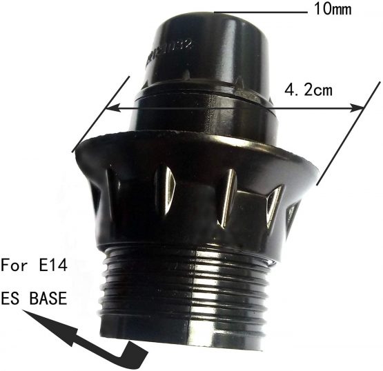 FINELED Small Edison Screw E14 Lamp Holder,3 Pack Bakelite Threaded E14 Pendant Socket & Lampshade Collar Ring (Black) - Image 3