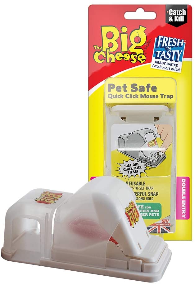 The Big Cheese Pet Safe Quick Click Mouse Trap, Kills Mice, Baited and Ready-To-Use, Easy Clean and Disposal, Plastic