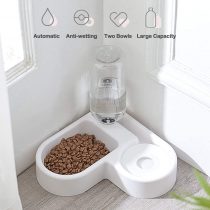AYADA 2 in 1 Pet Feeder Water Automatic Dispenser with Bottle Dog Cat, Spill Proof Pet Drinking Fountain Water Bowl for Pets Feeding,No Spill Pet Water Bowl for Puppy Kitten Feed Pet Bowl(White)