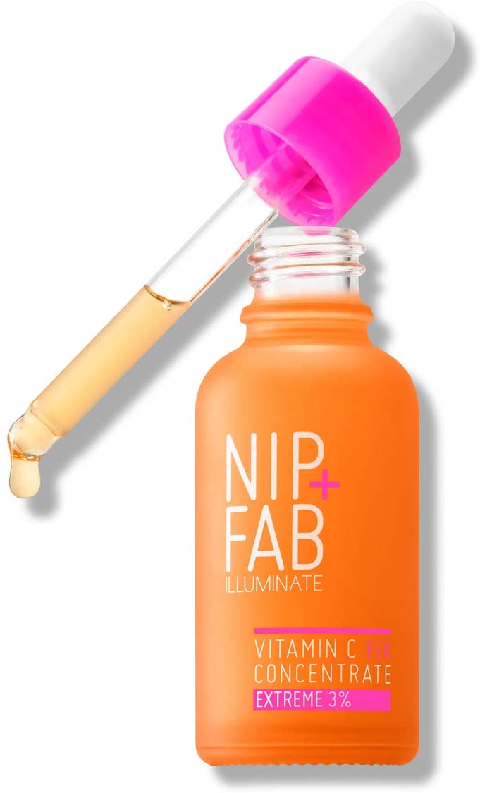 Nip + Fab Vitamin C Fix Booster Face Drops Moisturizing Hydrating Antioxidant Face Brightener for Skin Brightening and Toning with Acai Fruit Extract and Panthenol