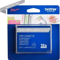 Brother TZe-MQL35 Labelling Tape Cassette, White on Matt Light Grey, 12 mm (W) x 5 m (L), Laminated, Brother Genuine Supplies