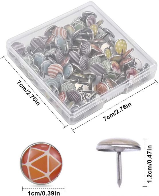 Dokpav 100PCS Decorative Drawing Pins, Creative Fashion Push Pins, Decorative Thumbtacks, Polka Dots Mushroom Shape Pushpin, Metal Thumb Tacks for Wall Maps, Photos, Bulletin Board, Cork Boards - Image 3