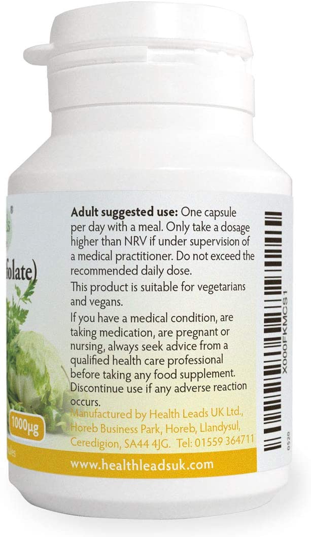 Folate (L-Methylfolate) 1000μg x 90 Capsules, 5-MTHF Active Form of Folic Acid/Vitamin B9 - Image 3
