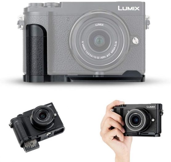 JJC DMW-HGR2 Metal Hand Grip for Panasonic Lumix GX80 GX85 GX9 DMC-GX80 DC-GX9 - Arca Swiss Type Quick Release Plate - Anti-Slip L Bracket Enhanced Grip