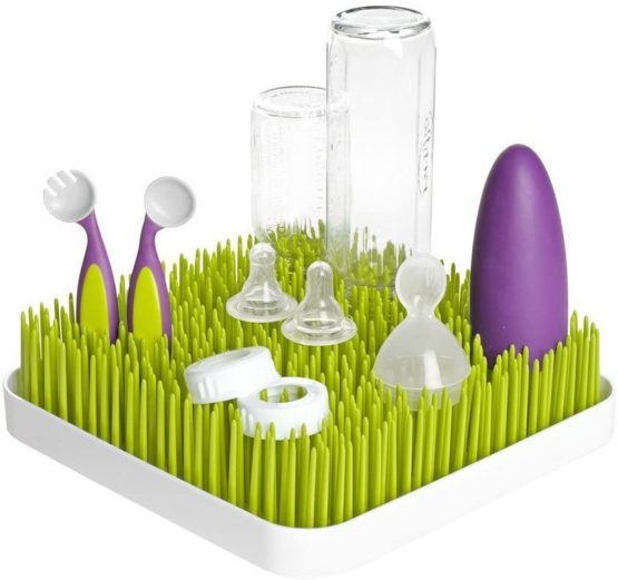 Large Baby Bottle Drying Rack Anti-Bacterial Large Grass for Kitchen Countertop (Green)