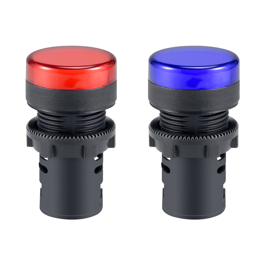 sourcing map 2Pcs AC 220V Indicator Lights, Red+Blue LED, Flush Panel Mount 7/8" 22mm, Blue,red