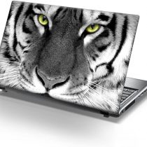 TaylorHe 15.6 inch 15 inch Laptop Skin Vinyl Decal with Colorful Patterns and Leather Effect Laminate MADE IN BRITAIN Tiger Face