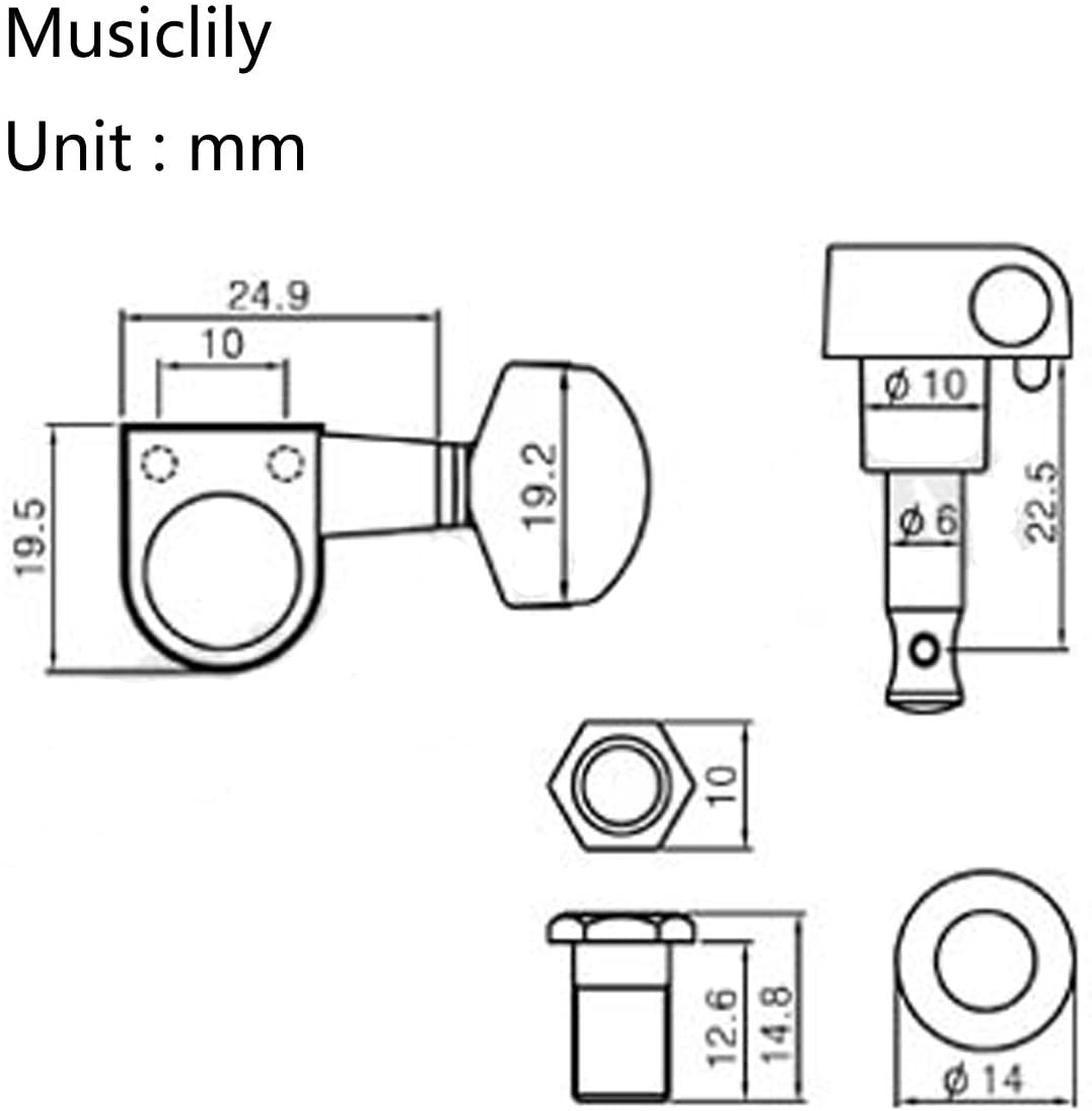 Musiclily Pro 6 inline 2-Pin Sealed Guitar Machine Heads Tuners 15:1 Ratio Tuning Pegs Keys for SQ Strat Tele Style Electric Guitar Chrome - Image 2