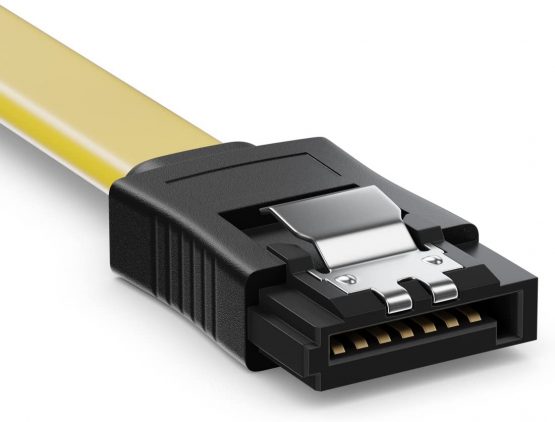 deleyCON 3x 50cm (19.69 Inch) SATA III Cable in a Set S-ATA 3 Data Cable HDD SSD Connection Cable Metal Clip 6GBit/s 2x Straight L-Type Connectors - Black - Image 2