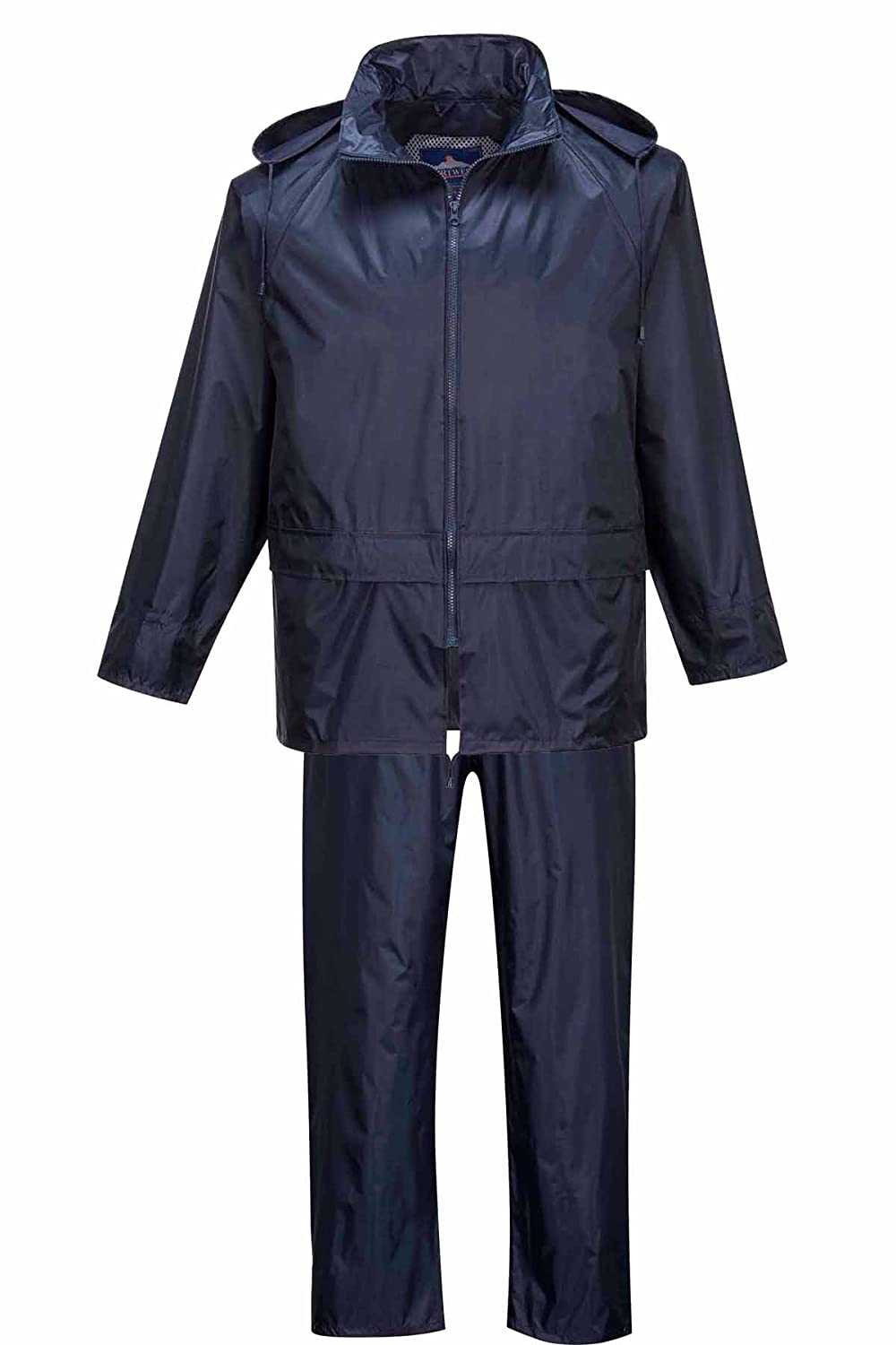 Portwest L440 Essentials Rainsuit Waterproof Lightweight Breathable Jacket & Trousers Pack-Away Hood Adjustable Fit Taped Seams Outdoor Workwear Protection
