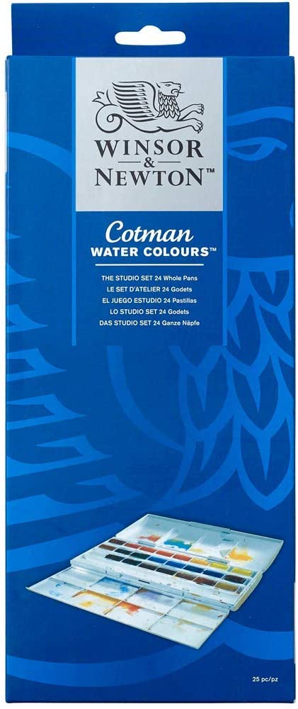 Winsor & Newton, Cotman Watercolour, 'Whole Pan Studio Set' , 24 x Whole Pans, 24 Colours - Studio Set