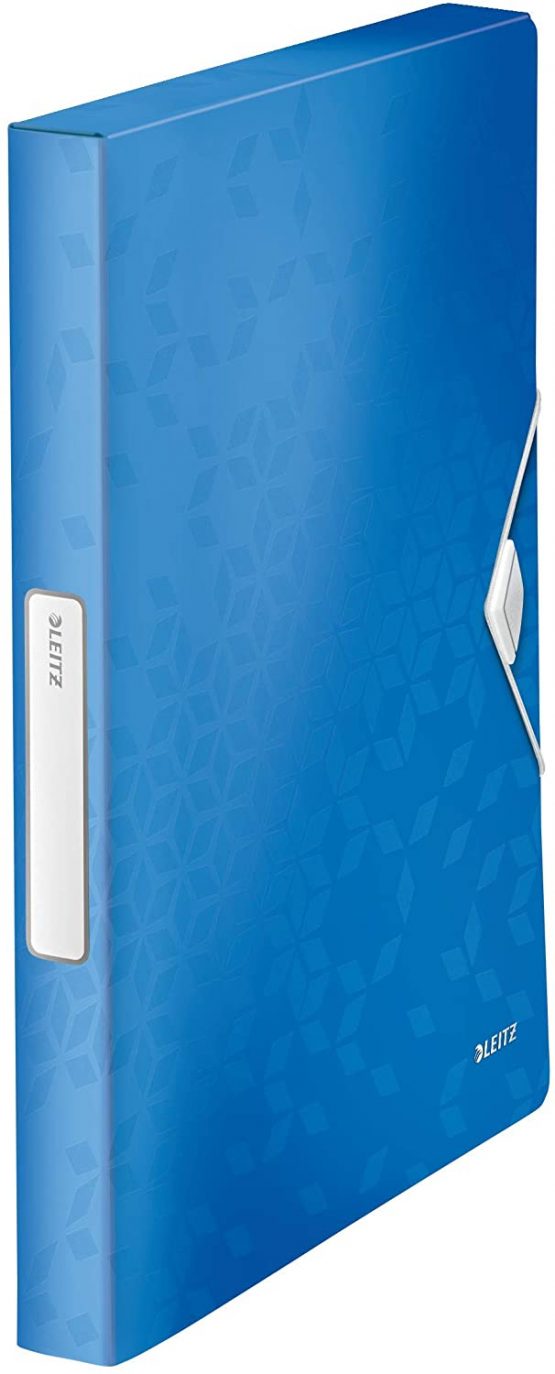 Leitz 46290036 Box File, Holds up to 300 A4 Sheets, Elastic Closure, Flexible Plastic, Blue Metallic, WOW Range - Image 2