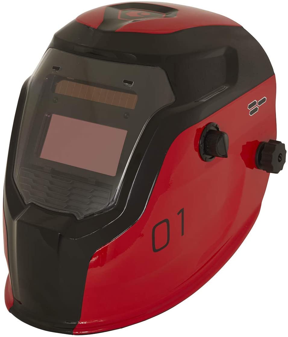 Sealey Welding Helmet Auto Darkening Solar Powered True Colour - Shade 9-13 - Red - PWH1, Standard