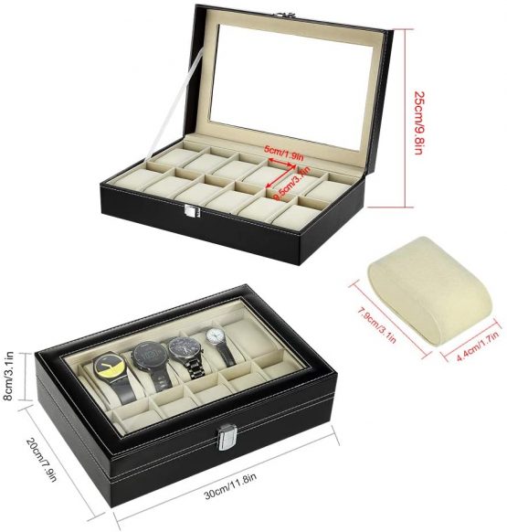 ZOGIN Aluminum 12 Grid Watches Jewelry Display Storage Boxes Case with Pillows Holders - Image 3