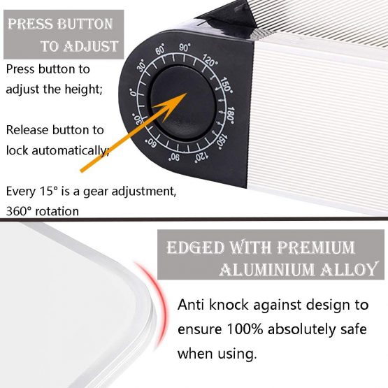 Adjustable Book Stand, Height and Angle Adjustable Ergonomic Book Holder with Page Paper Clips for Big Heavy Textbooks Music Books Tablet Cook Recipe Durable Lightweight Aluminum Book Holders - Image 4