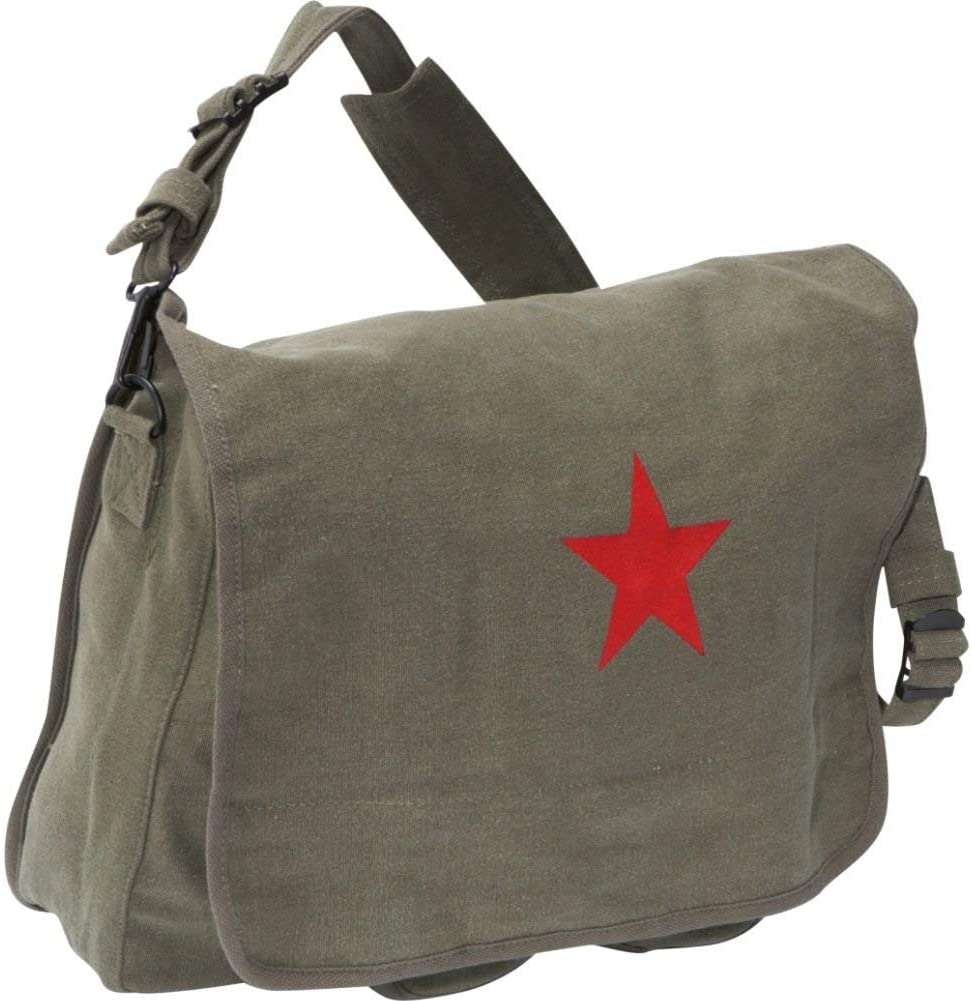 ROTHCO Classic Sage Paratrooper Shoulder Bag with Red China Star, Olive Drab