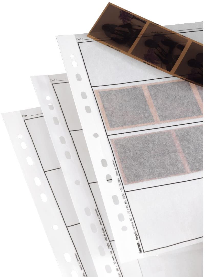 Hama Negative File Storage Sleeves for 4 Strips of 6 x 7 cm or 6 x 9 cm Frames, Pack of 100, Glassine Material