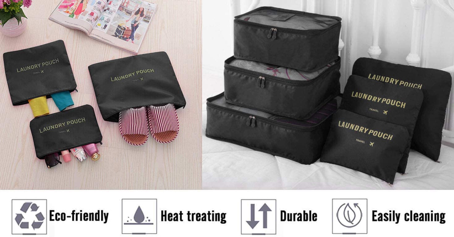 Vicloon Travel Luggage Organizers,Complete Set of Different Packing Cubes Waterproof Travel Storage Bags,Organisers Nylon Suitcases - Image 4