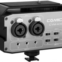 Comica CVM-AX3 Audio Mixer Adapter with 3.5mm/XLR/6.35mm Inputs and Stereo/Mono Output Switch,Camera Microphone Preamplifier for Canon Nikon Sony DSLR Cameras Camcorders Video Shooting