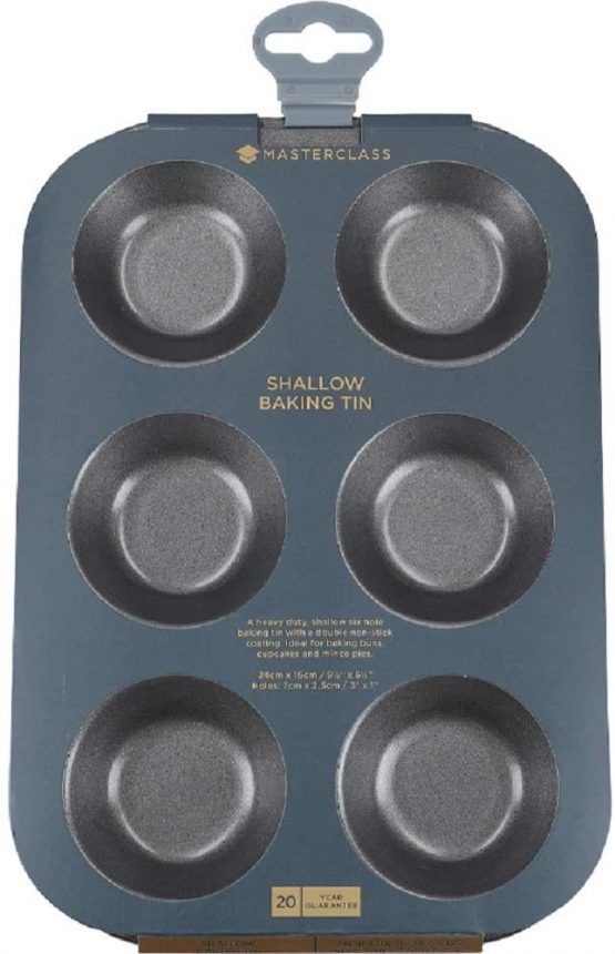 MasterClass KCMCHB59 6 Hole Mince Pie Baking Tray with PFOA Free Non Stick, Robust 1mm Carbon Steel, 24 x 16cm Jam Tart Tin , Grey - Image 4
