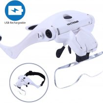 YOCTOSUN LED Head Magnifier, Rechargeable Hands Free Headband Magnifying Glass with 2 Led Professional Jeweler's Loupe Light Bracket and Headband are Interchangeable