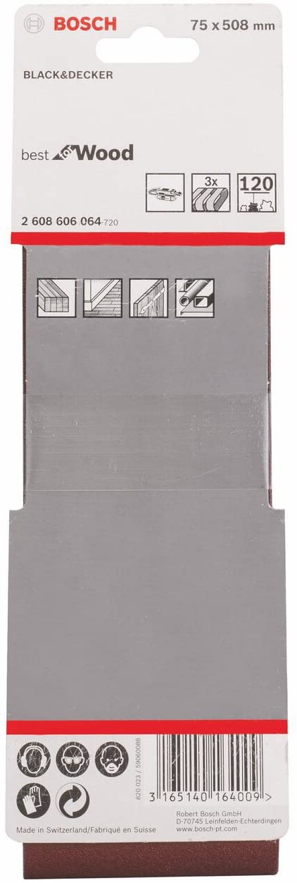 Bosch 3X PRO Paint on Wood and Hardwood X440 Sanding Belt for Sanders (for Paint on Wood Hardwood, 75 x 508 mm, Grit 120 - Image 2