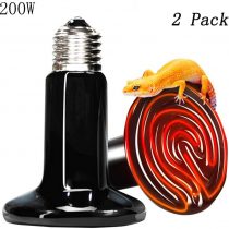 Lucky Farm 2 Pack Reptile Heat Lamp 200W Infrared Ceramic Emitter Basking Heating Light Bulb for Lizards Tortoise Chicken Amphibian Poultry (200W)