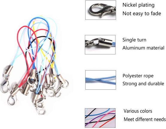 Yueser Lobster Clasp Phone Lanyard, 200pcs Color Cell Phone Charm Lanyard Phone Clasp Rope for Trinkets,Keyring Hand Wrist Strap or other handmade making accessories - Image 3