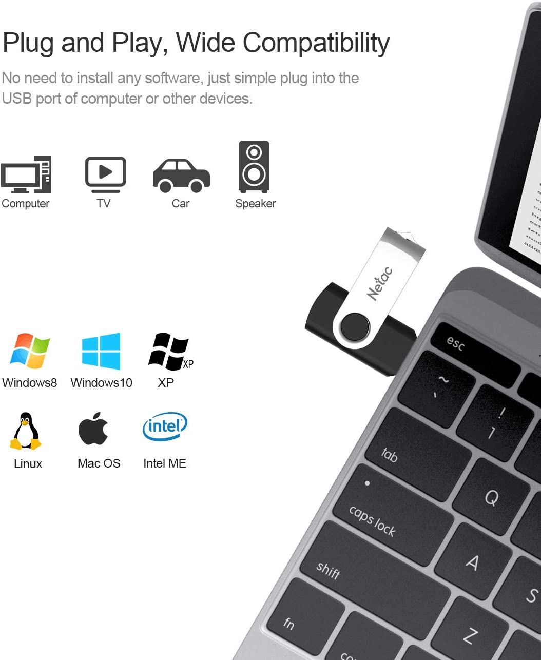 Netac 128GB USB 3.2 Flash Drive 128GB High Speed Swivel Design Memory Stick Up to 90MB/s Pen Drive Thumb Drive for Data Storage - Image 3