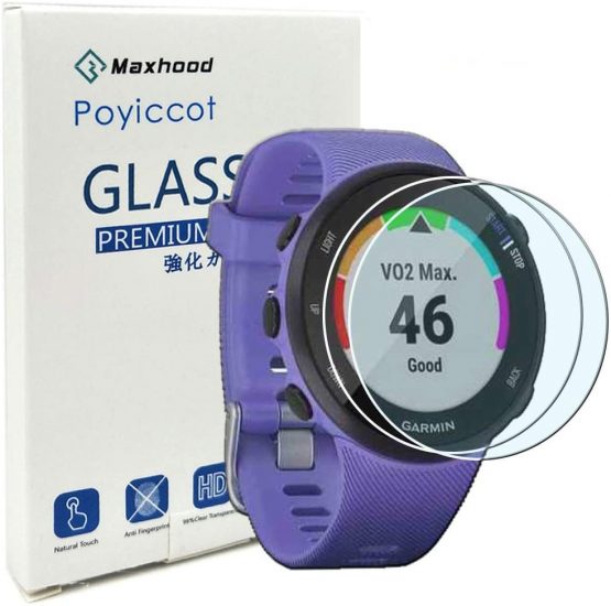 Maxhood for Garmin Forerunner 45/ 45S Tempered Glass Screen Protector, (2pack) Ultra-Thin 9H Hardness Scratch Resistant Screen Protector Film forGarmin Forerunner 45/ 45S