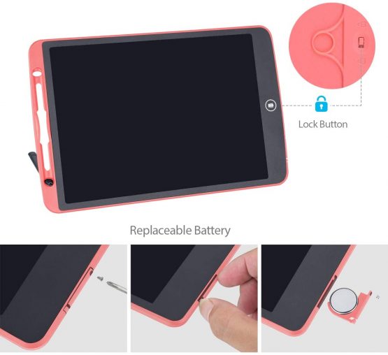 LCD Writing Tablet, 12 Inch Colorful Digital ewriter Electronic Graphics Tablet Portable Board Drawing Tablet Pad for Kids Adults Home School Office (pink-12") - Image 3