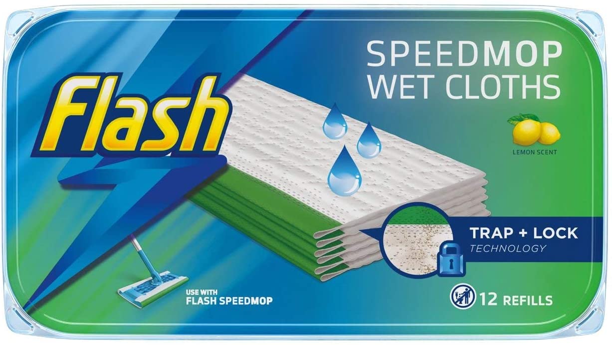 FLASH Speedmop Wet Cloth Refills 12, White, 12 x 12 inch