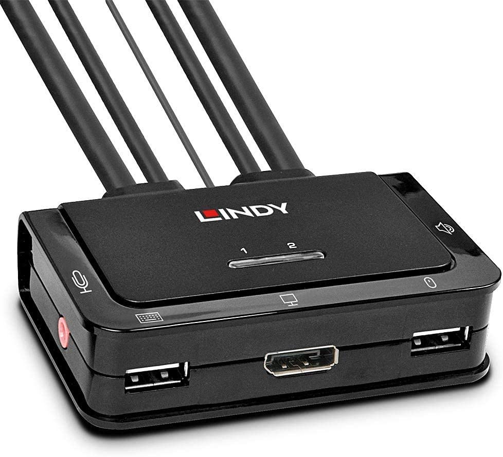 Lindy 2 Port DisplayPort 1.2, USB 2.0 & Audio Cable KVM Switch, divers