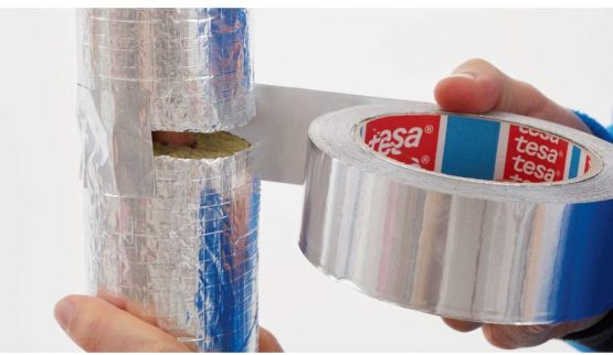 tesa Professional Aluminium Foil Tape for Repairing Ducts and Gutters, 50 mm x 25 m - Image 2