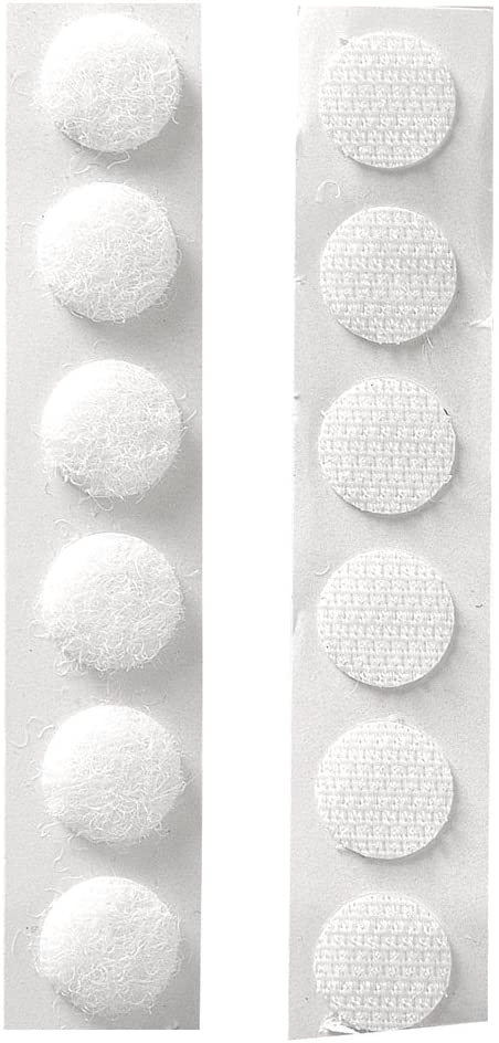 Rayher White Hook and Loop Dots, Self Adhesive Coins, Stick-on Hook & Loop Fasteners for Sewing Crafting and Card Making