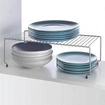 Metaltex Space Saver Stackable Shelf, Polytherm Metallic, Silver, 47 x 23 x 15 cm