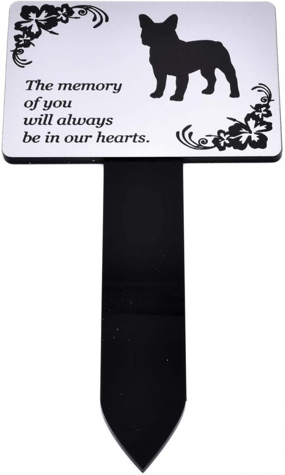 OriginDesigned Dog Memorial Plaque Stake SILVER and Black - Outdoor Garden Waterproof (French Bulldog) - Image 2