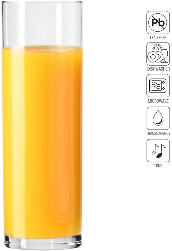 Krosno Tall Water Juice Beverage Drinking Highball Glasses | Set of 6 pieces | 200 ml | Pure Collection | Ideal for Home, Restaurant, Events & Parties | Dishwasher and Microwave Safe - Image 3