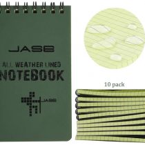 RETON 10 Pack Waterproof Notebook, 3 x 5 Inches Pocket Notepad, All-Weather Memo Pads with Top-Spiral, Tactical Steno Pads with Grid for Outdoor Activity Recording (Army Green)