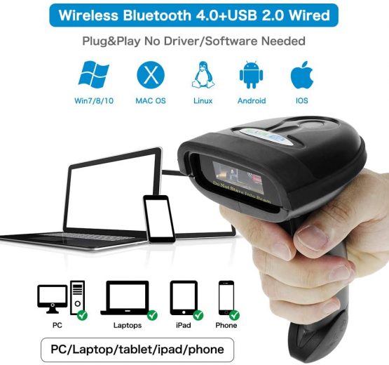 NT-1228BL Bluetooth QR 2D Barcode Scanner Handheld USB Wireless 1D 2D bar Codes Imager for Mobile Payment Computer Screen Scan Support iOS & Android - Image 2