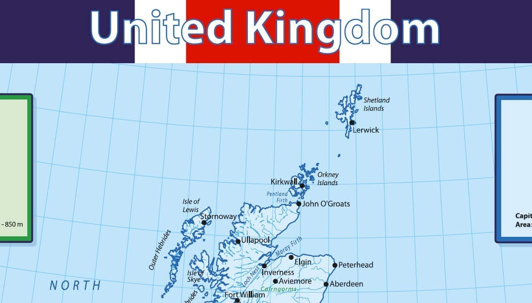 Little Wigwam United Kingdom UK Map Placemat Multicolour, 42 x 30 cm - Image 3