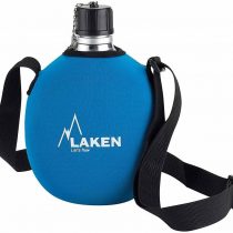 Laken Clasica 1 Litre Water Canteen, Aluminum Camping Bottle with Neoprene Pouch and Strap, Narrow Mouth, Leak Proof, BPA Free, Blue