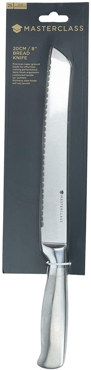 MasterClass Bread Knife, Deluxe Stainless Steel, Durable Serrated Bread Knife 20cm (8"), Hanging Display Pack, Silver - Image 2