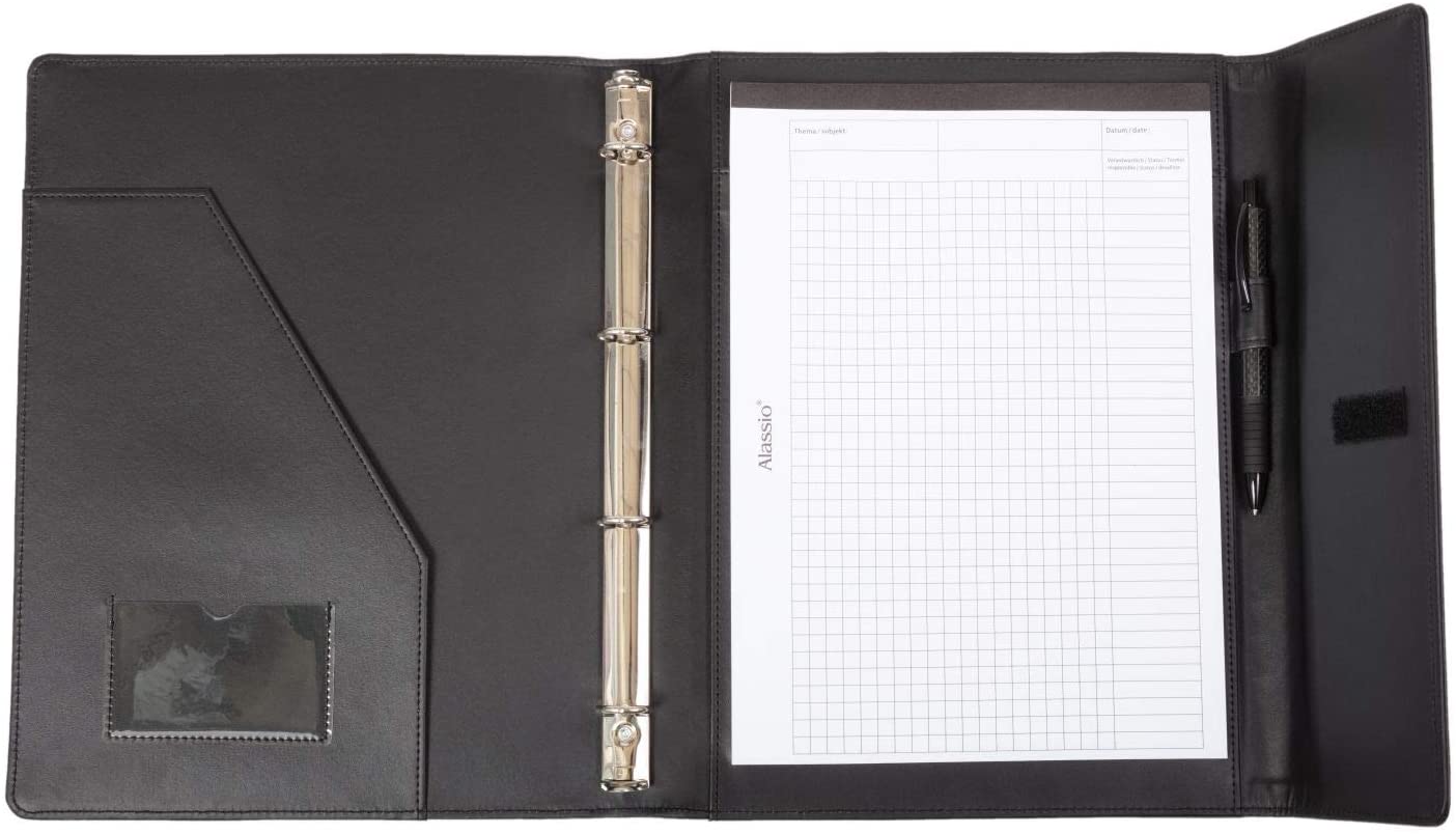 Alassio 30068 Ring Binder Folder DIN A4 Salvo Imitation Leather, Writing Case in Black, Organiser Folder, Approx. 33 x 27 cm - Image 2
