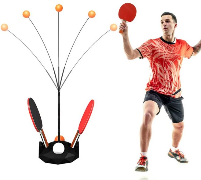 CestMall Table Tennis Trainer, Ping Pong Balls Paddles Set Height