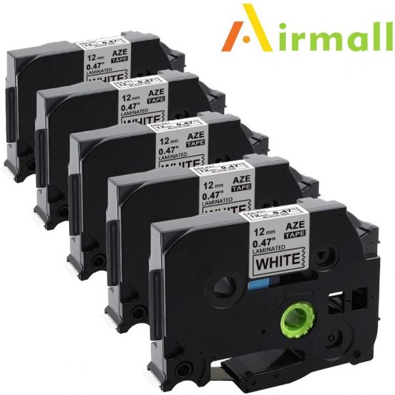 Airmall Compatible Label Tape Replacement for Brother Label Printer Tape 12mm TZe-231 TZe Tape Cassette 12mm 0.47 Laminated Black on White TZ Label Tape for P Touch H110 H105 1010 1000, 5-Pack